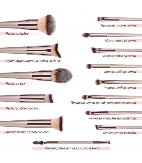 BESTOPE Makeup Brushes, Conical Handle Professional Premium Synthetic Makeup Brush Set Kit With Case Bag