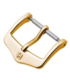Hirsch Traditional yellow gold stainless steel buckle for watch strap 16 mm, Classic Buckle in Gold, ref. BC1002-1-16