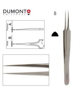 Dumont Tweezers, Carbon Steel, Form 5, Very Fine Points, 110 mm Dumont Tweezers, Carbon Steel, Form 5, Very Fine Points, 110 mm