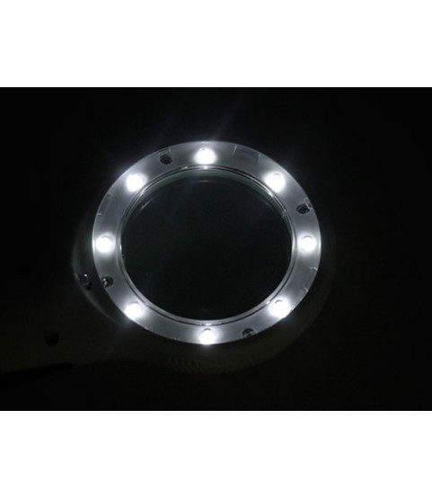 Reading Magnifier, 4x Magnification, 8 LED + UV Light, 60 mm Lens, White, Ref. 09064