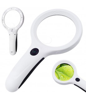 Reading Magnifier, 4x Magnification, 8 LED + UV Light, 60 mm Lens, White, Ref. 09064