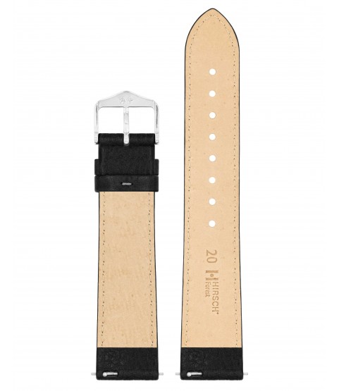 Hirsch Forest Black Leather Watch Strap, Quick Release, 18 mm
