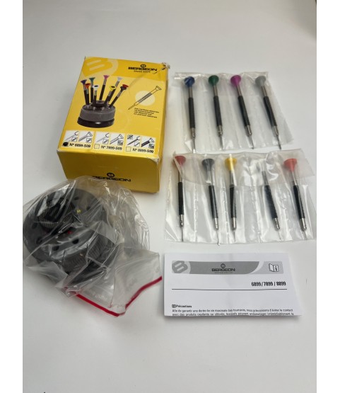 Bergeon 6899-S09 Ergonomic Screwdriver Set, Rotating Base, Open Package, Sold As Is, See Photos Bergeon 6899-S09 Ergonomic Screwdriver Set, Rotating Base, Open Package, Sold As Is, See Photos