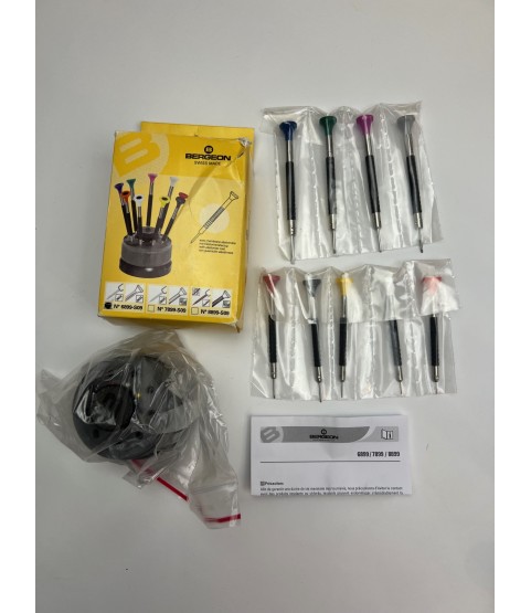 Bergeon 6899-S09 Ergonomic Screwdriver Set, Rotating Base, Open Package, Sold As Is, See Photos