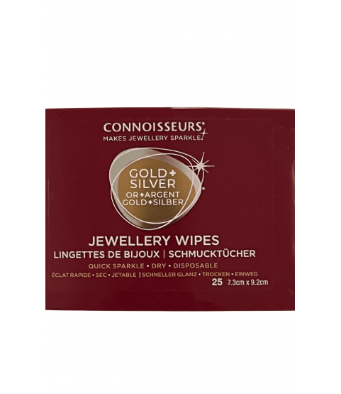 Damaged packaging: Connoisseurs Jewellery Wipes - Dry Cleaning Cloths for Gold and Precious Stones Damaged packaging: Connoisseurs Jewellery Wipes - Dry Cleaning Cloths for Gold and Precious Stones