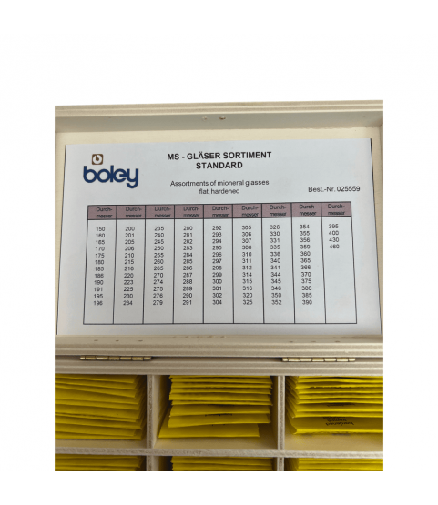Sternkreuz MS Mineral Watch Glass Assortment - 100 pcs with Box by Boley Germany Sternkreuz MS Mineral Watch Glass Assortment - 100 pcs with Box by Boley Germany