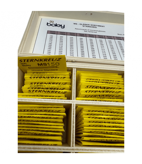 Sternkreuz MS Mineral Watch Glass Assortment - 100 pcs with Box by Boley Germany Sternkreuz MS Mineral Watch Glass Assortment - 100 pcs with Box by Boley Germany