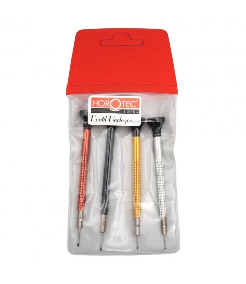 Horotec MSA01.020-F Watchmaker Screwdriver Set - 4 Precision Tools (0.60-1.20mm)