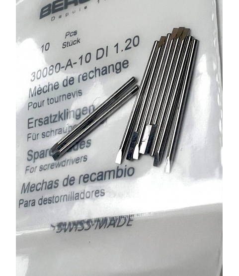 Bergeon 30080-A-10 DI 1.20 Steel Screwdriver Blades - Pack of 10