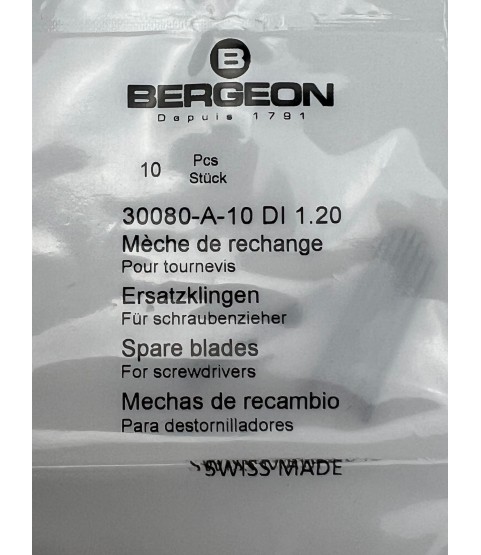 Bergeon 30080-A-10 DI 1.20 Steel Screwdriver Blades - Pack of 10