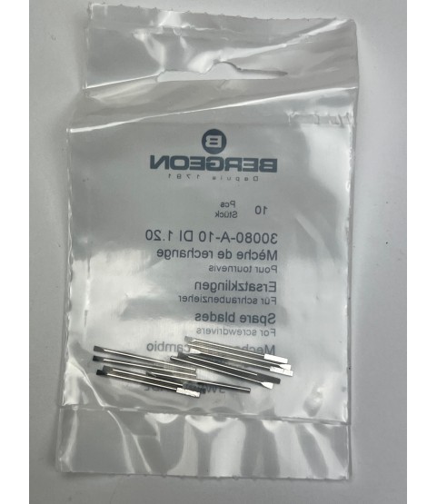 Bergeon 30080-A-10 DI 1.20 Steel Screwdriver Blades - Pack of 10