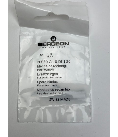 Bergeon 30080-A-10 DI 1.20 Steel Screwdriver Blades - Pack of 10