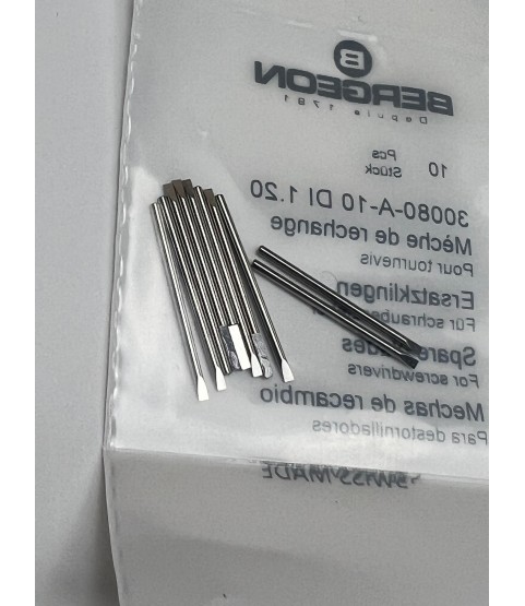 Bergeon 30080-A-10 DI 1.20 Steel Screwdriver Blades - Pack of 10