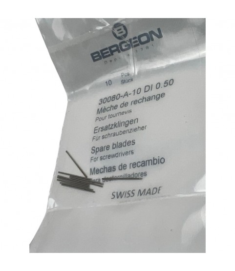 Bergeon 30080-A-10 DI 0.50 mm Steel Screwdriver Blades - Pack of 10