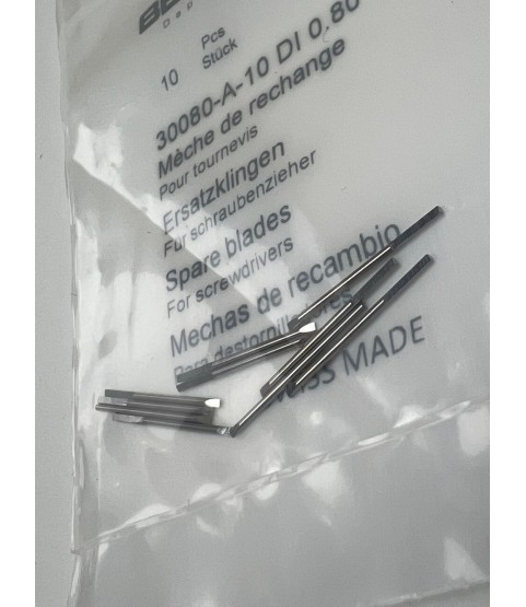 Bergeon 30080-A-10 DI 0.80 mm Steel Screwdriver Blades - 10 Pack Bergeon 30080-A-10 DI 0.80 mm Steel Screwdriver Blades - 10 Pack