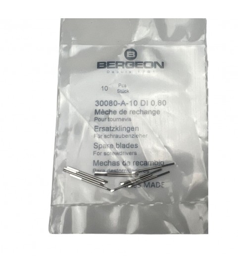 Bergeon 30080-A-10 DI 0.80 mm Steel Screwdriver Blades - 10 Pack Bergeon 30080-A-10 DI 0.80 mm Steel Screwdriver Blades - 10 Pack