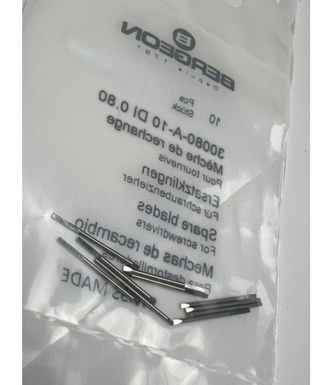 Bergeon 30080-A-10 DI 0.80 mm Steel Screwdriver Blades - 10 Pack