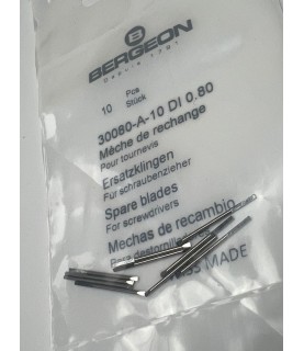 Bergeon 30080-A-10 DI 0.80 mm Steel Screwdriver Blades - 10 Pack