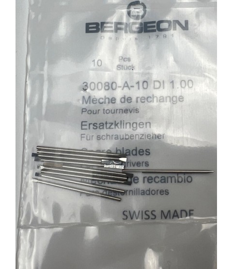 Bergeon 30080-A-10 DI 1.00 Steel Screwdriver Blades - Pack of 10