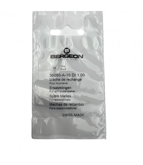 Bergeon 30080-A-10 DI 1.00 Steel Screwdriver Blades - Pack of 10