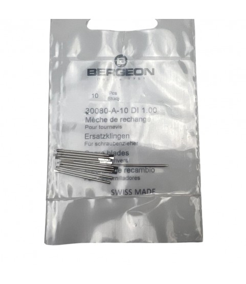 Bergeon 30080-A-10 DI 1.00 Steel Screwdriver Blades - Pack of 10
