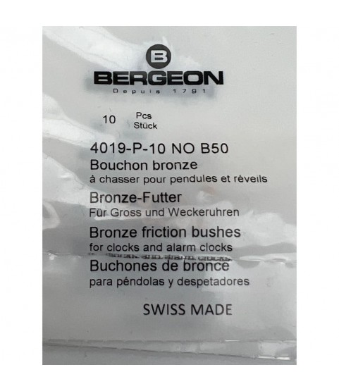 Bergeon 4019-P-10 B50 Brass Clock Bushings - Pack of 10 Bergeon 4019-P-10 B50 Brass Clock Bushings - Pack of 10