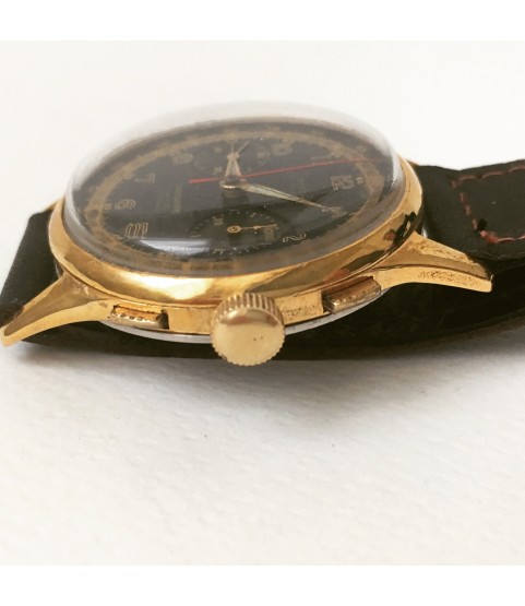 Vintage Dreffa Geneve Chronograph Men's Watch Black Dial Landeron 51