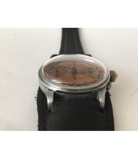 Vintage Military Chronograph Men's Watch Doctor Dial Landeron 47
