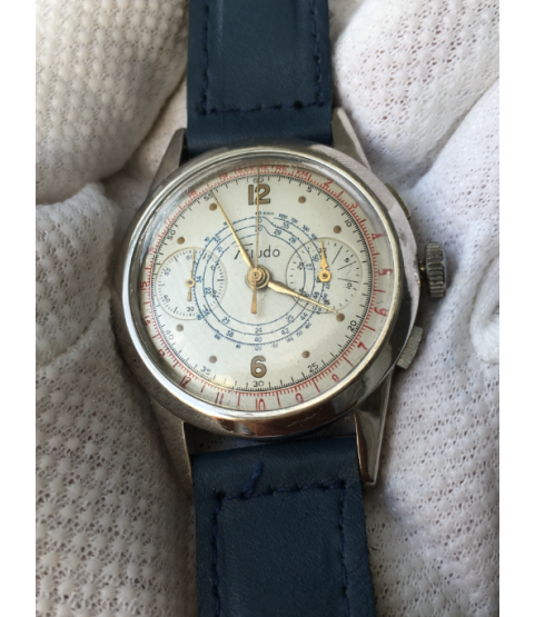 Vintage Fiudo Chronograph Watch Military Landeron 47 Doctor Dial