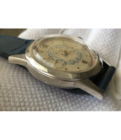 Vintage Fiudo Chronograph Watch Military Landeron 47 Doctor Dial