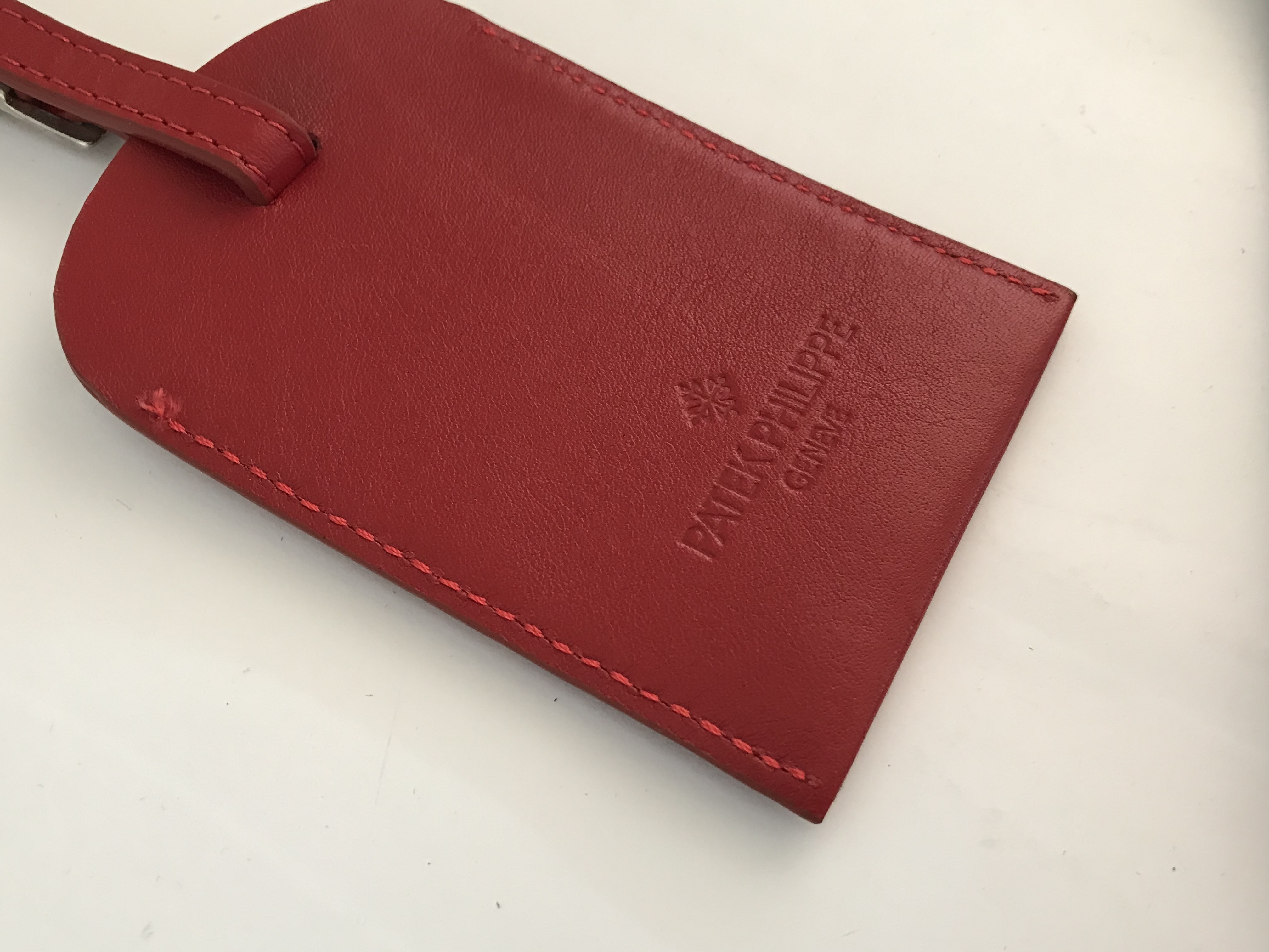 L⑩Patek Philippe レザーケース　箱 タグ Rare Patek Philippe red leather tag holder for bag - Patek Philippe