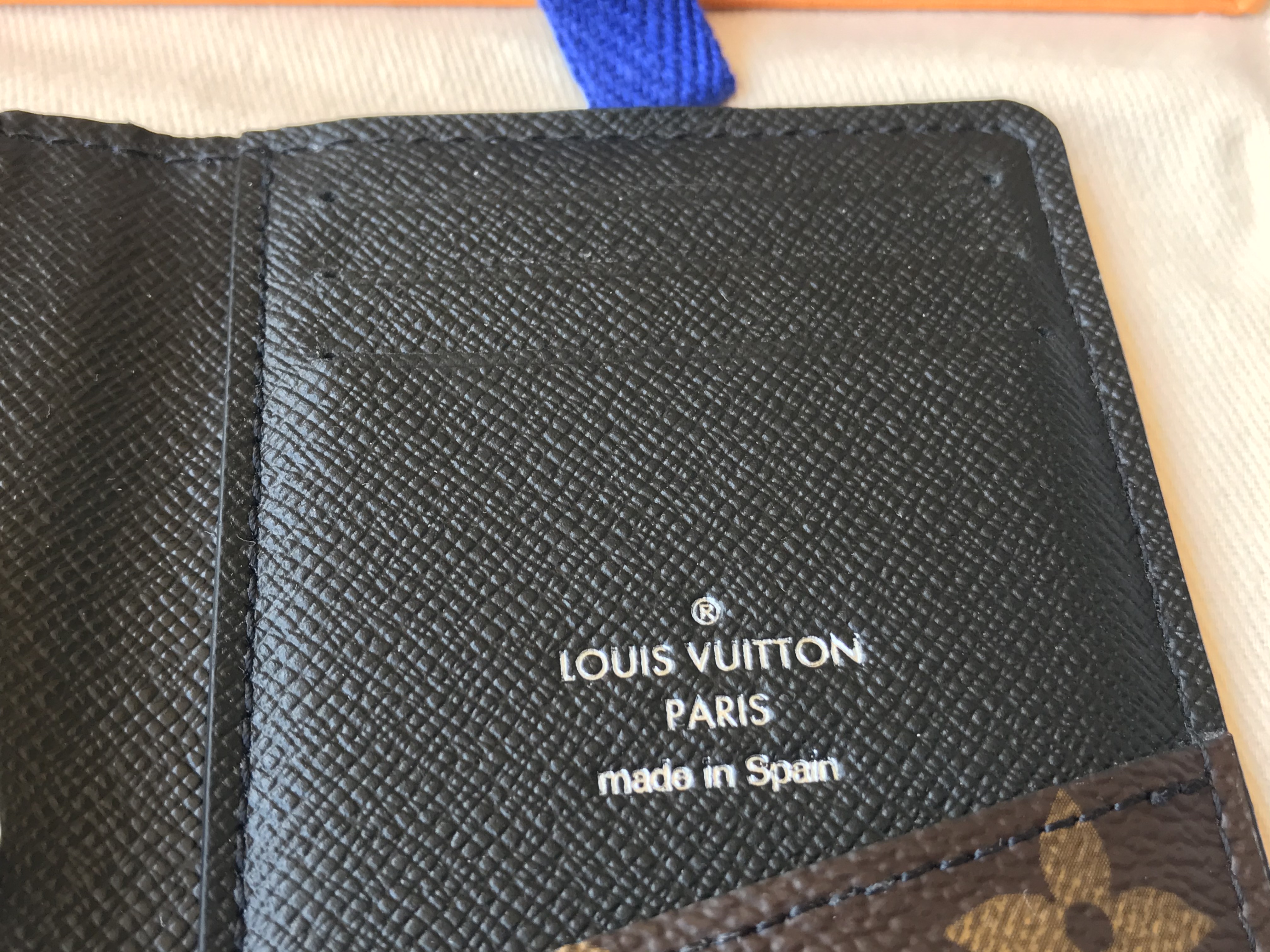 NWT Louis Vuitton Brown Monogram Macassar Pocket Organizer Wallet Blue  AUTHENTIC