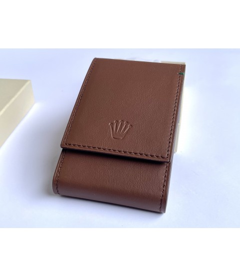 New Rolex leather pouch travel box in brown for 1 watch