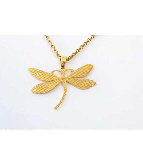 Charme Dragonfly Pendant 14k Solid Gold with necklace jewelry for ladies