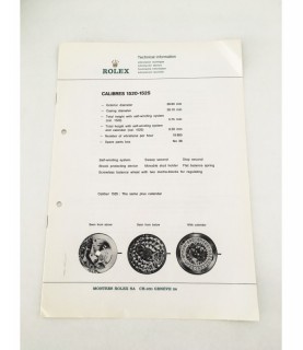 Genuine Rolex Watch 1520 and 1525 Technical Information Service Catalog 1973