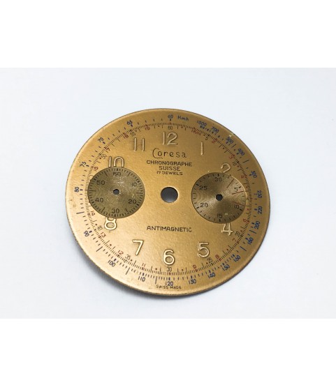 Landeron caliber 148 Coresa Chronographe Suisse chocolate watch dial