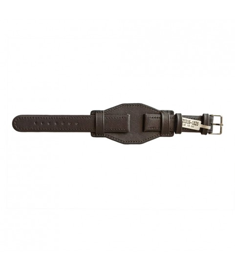 Cowhide strap with stitch and wide underlay surface brown for watches 18mm