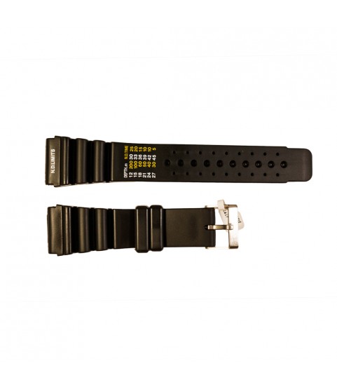 Rubber diver watch strap with decompression table and stainless steel buckle 24 mm, 26 mm
