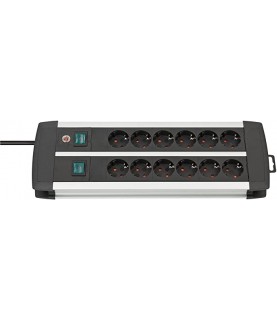 Brennenstuhl Premium Aluminium Line Extension Lead, Aluminium (with Switch and 3m Cable) – Colour: Black, black, 1391000912