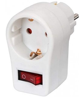 Brennenstuhl Adapter Connector Euro 2 + Protection of Contact 1 White with Switch, 1508100 Brennenstuhl Adapter Connector Euro 2 + Protection of Contact 1 White with Switch, 1508100