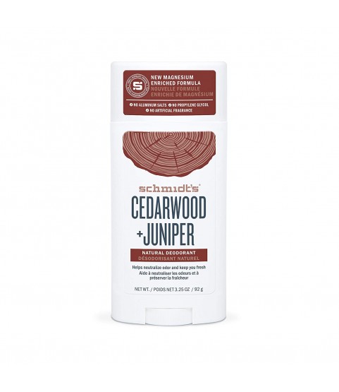 Schmidt's Deodorant Stick, Cedarwood + Juniper, 3.25 Ounce 92 gr.