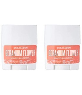 Pack of 2 Schmidt’s Deodorant Geranium (sensitive skin) stick travel size