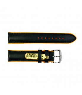 Daytona silicone and leather watch strap in black and orange 20mm