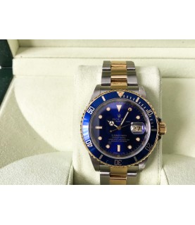 Rolex Submariner Date 16613 Blue Dial and Bezel 18k Gold Stainless Steel