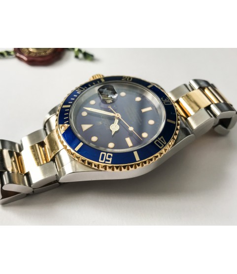 Rolex Submariner Date 16613 Blue Dial and Bezel 18k Gold Stainless Steel
