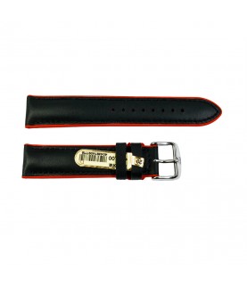 Daytona silicone and leather watch strap in black and red 20mm