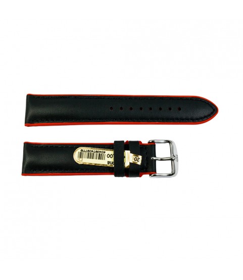 Daytona silicone and leather watch strap in black and red 20mm