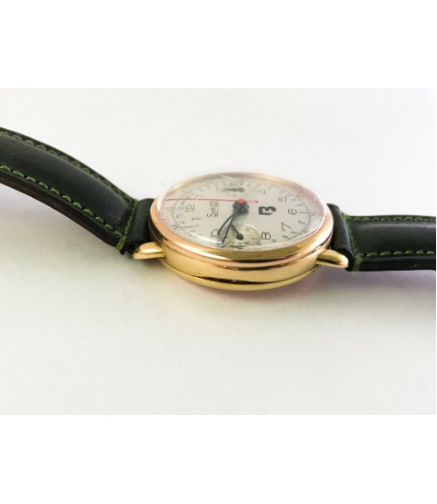Rare Vintage Sabina 18K Solid Gold Chronograph Watch Landeron 3