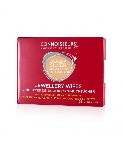 Connoisseurs Jewellery Wipes, Dry Wipes for Gold Platinum Diamonds and Precious Stones, 25 Cloths, Ref. CONN776
