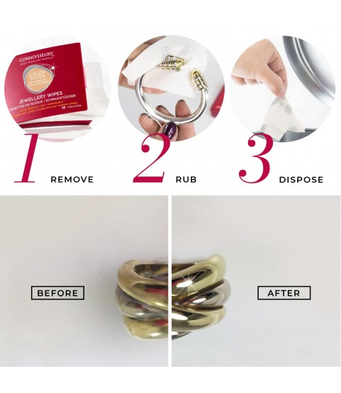 Connoisseurs Jewellery Wipes, Dry Wipes for Gold Platinum Diamonds and Precious Stones, 25 Cloths, Ref. CONN776 Connoisseurs Jewellery Wipes, Dry Wipes for Gold Platinum Diamonds and Precious Stones, 25 Cloths, Ref. CONN776
